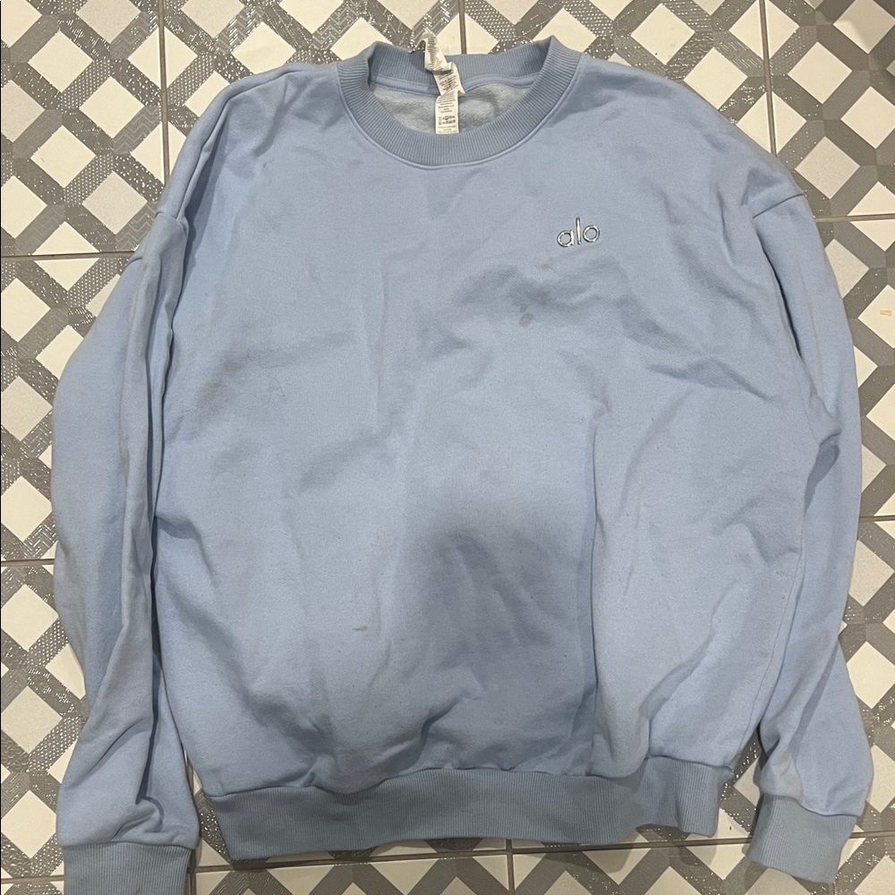 ALO Yoga Light Blue Crew Neck Sweater